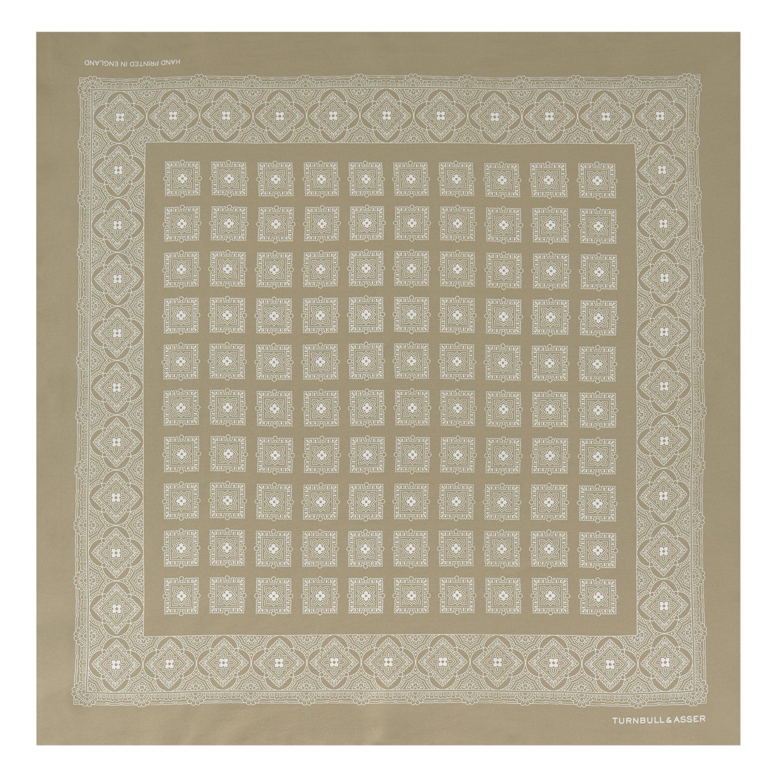 Cream Classical Medallion Silk Pocket Square