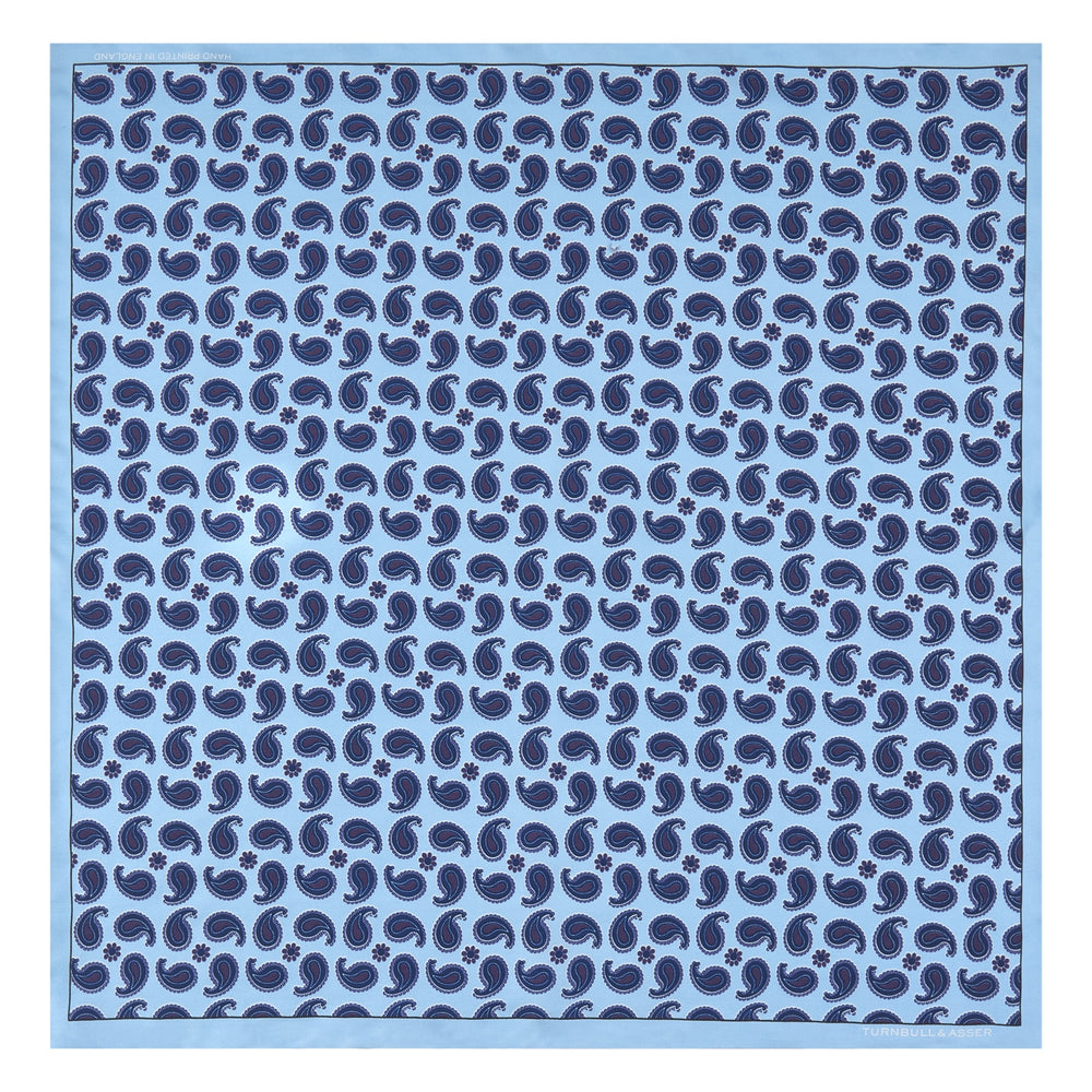 Turquoise Paisley Mill Silk Pocket Square
