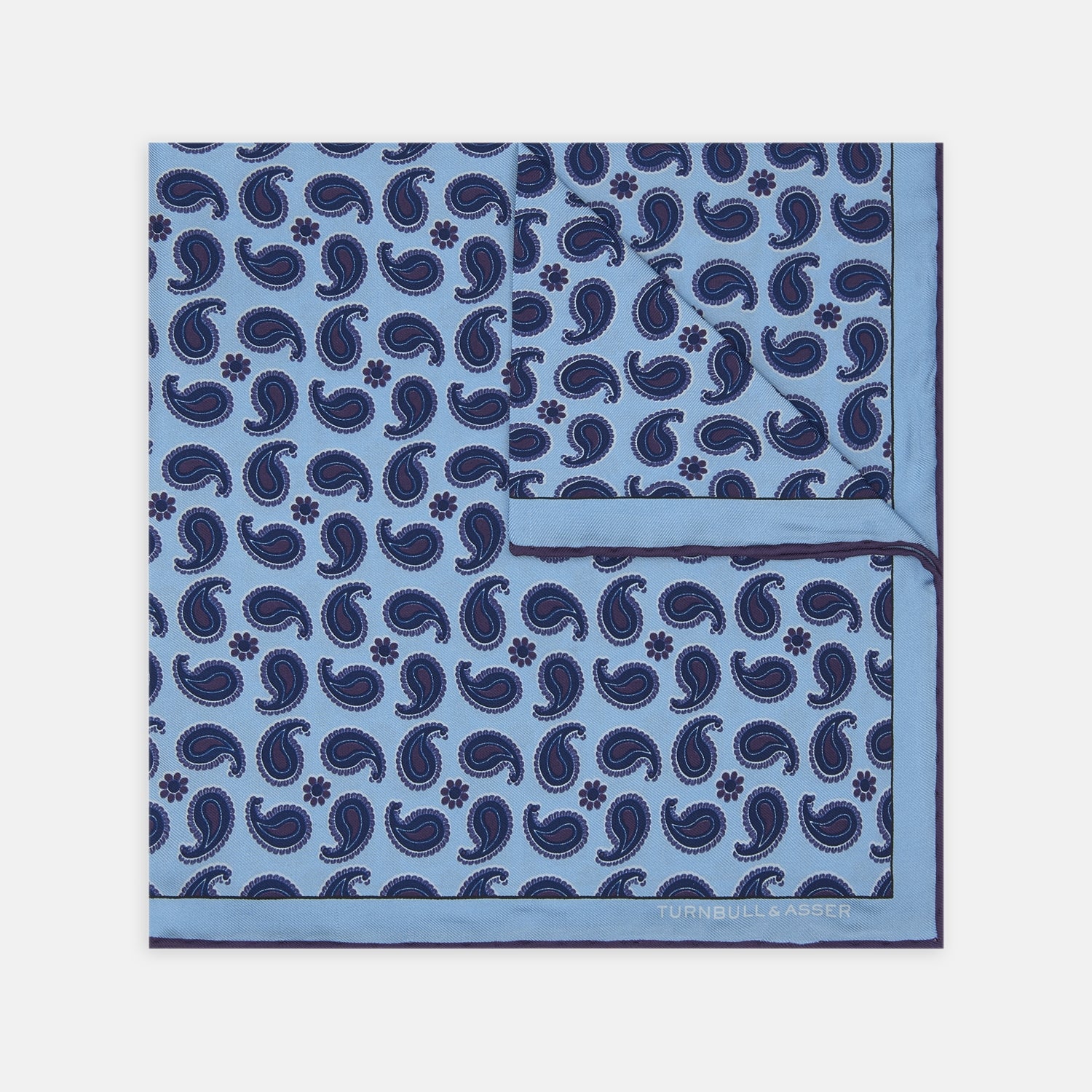 Turquoise Paisley Mill Silk Pocket Square