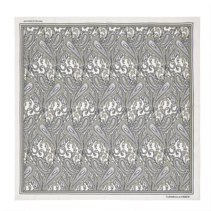 White and Yellow House Paisley Silk Pocket Square