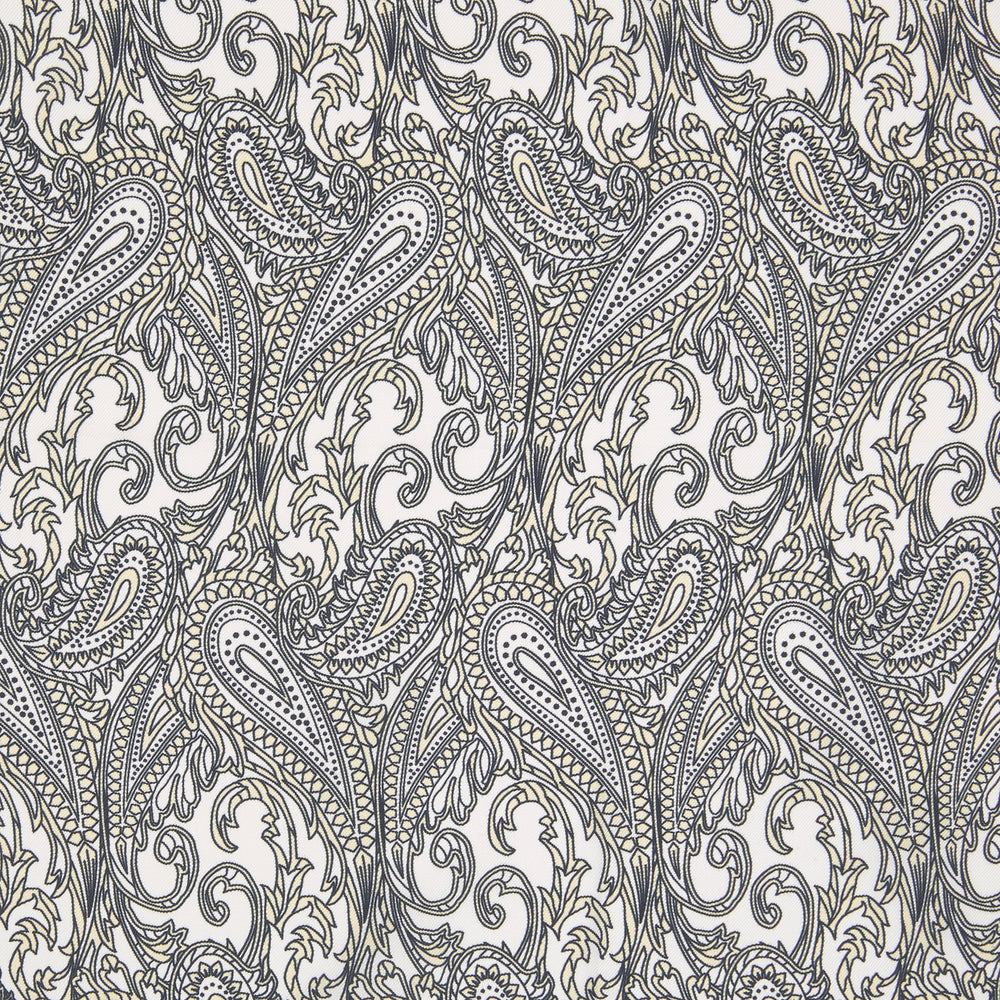 White and Yellow House Paisley Silk Pocket Square
