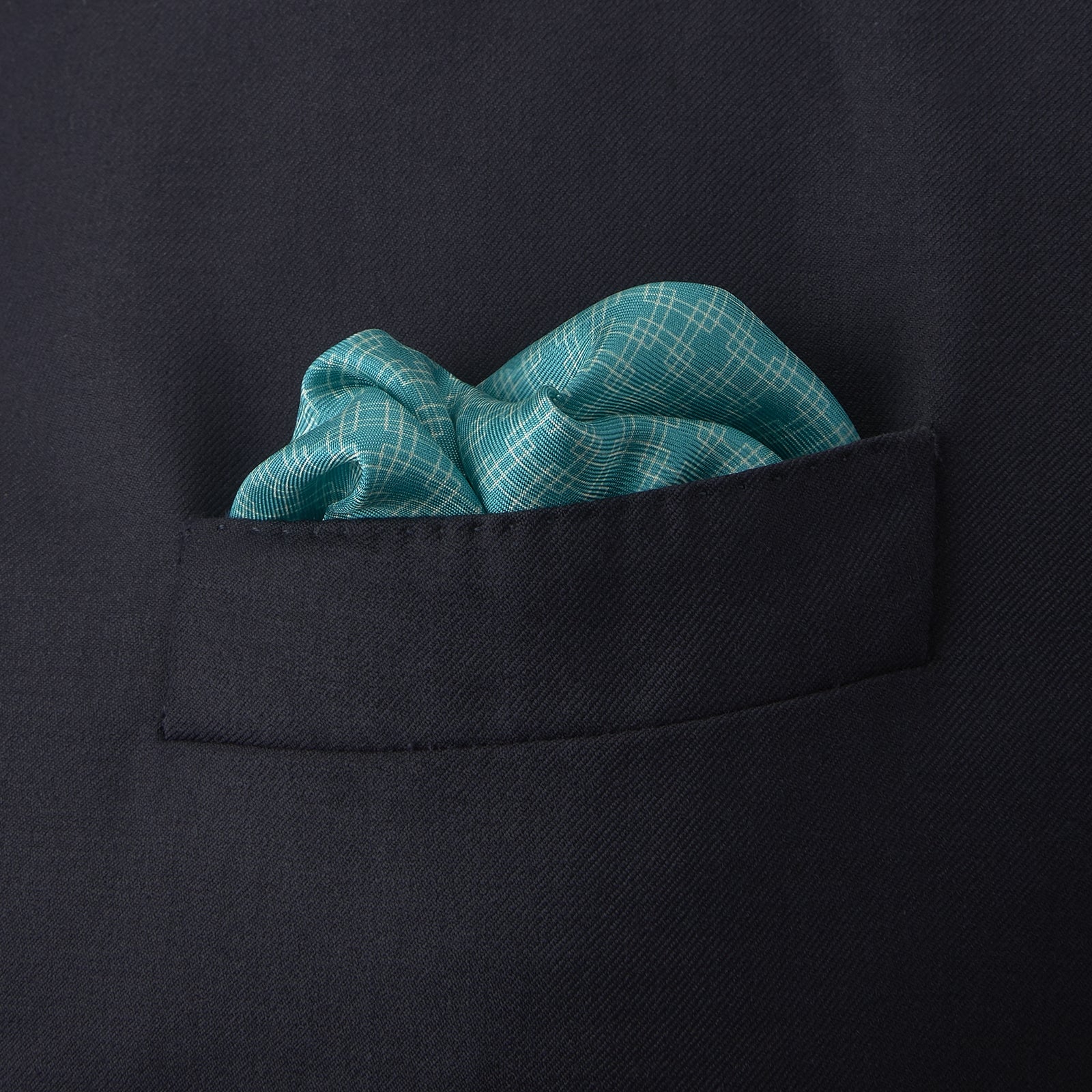 Kingfisher Green Monocle Silk Pocket Square