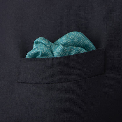 Kingfisher Green Monocle Silk Pocket Square Image 3