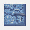 Blue Large Paisley Silk Pocket Square