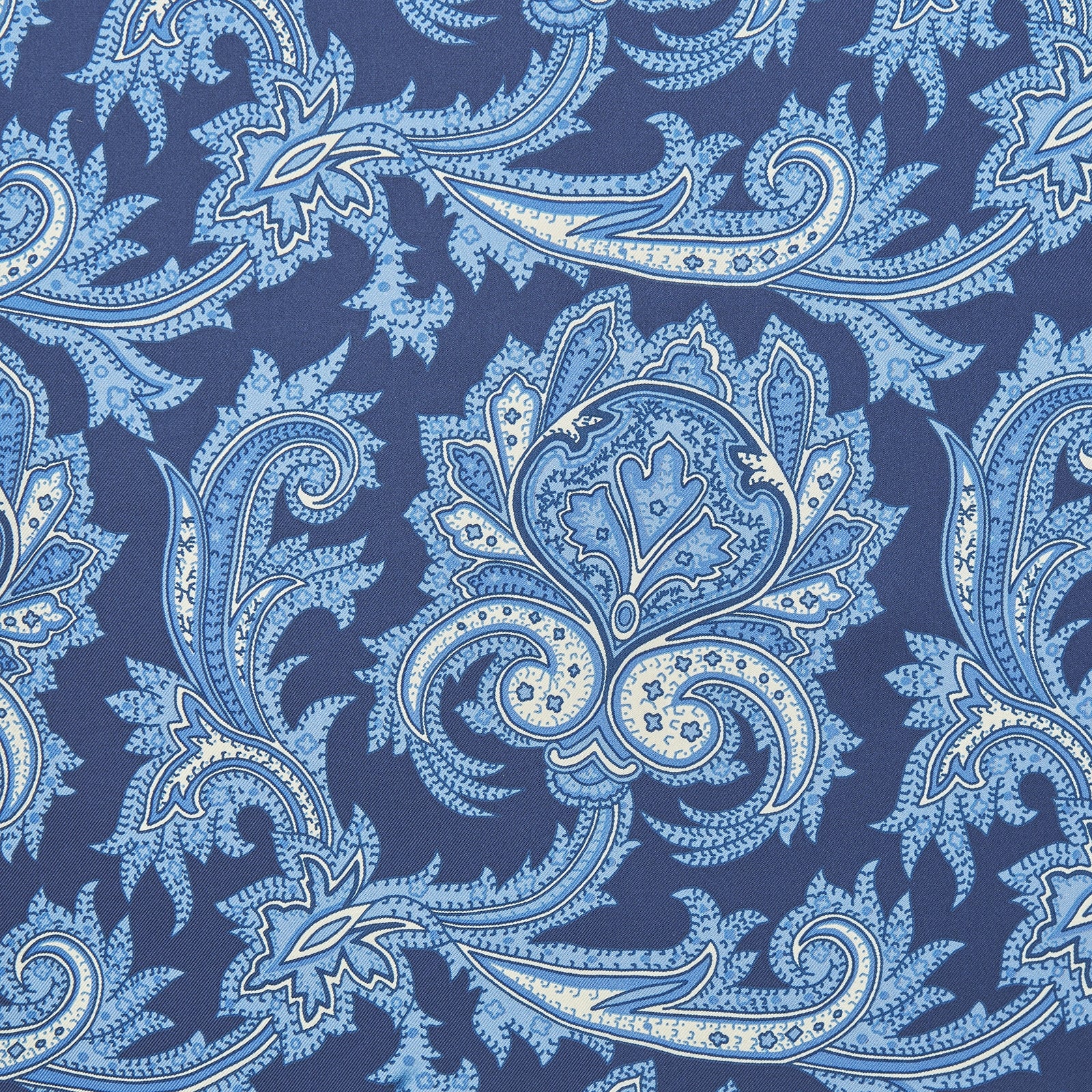 Blue Large Paisley Silk Pocket Square