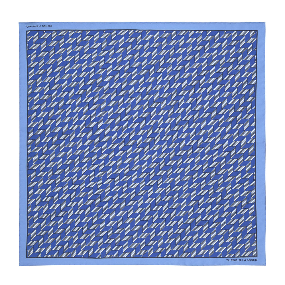 Blue Arrow Silk Pocket Square