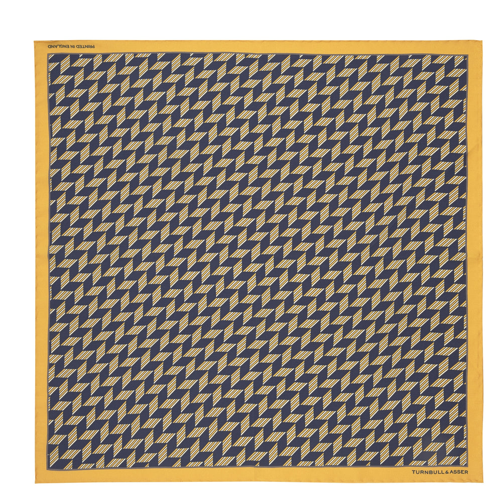 Blue and Gold Arrow Silk Pocket Square