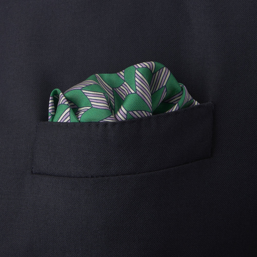 Green and Purple Arrow Silk Pocket Square