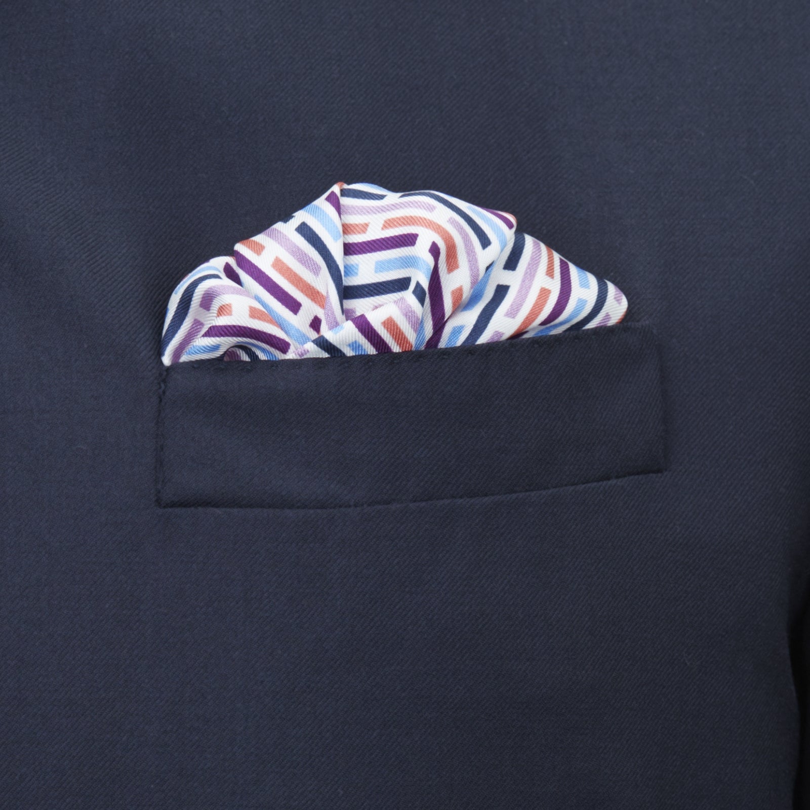 Pink and Blue Ladder Silk Pocket Square
