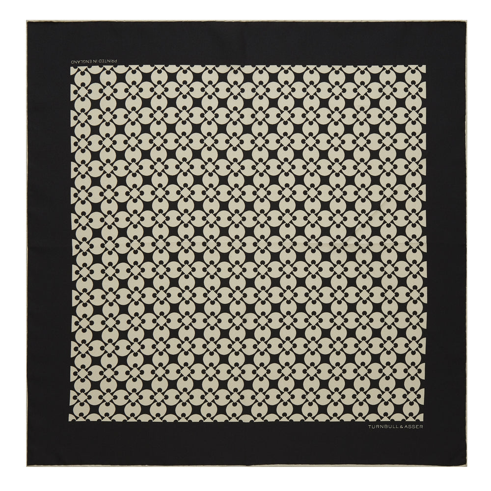Black and White Vanguard Spot Silk Pocket Square