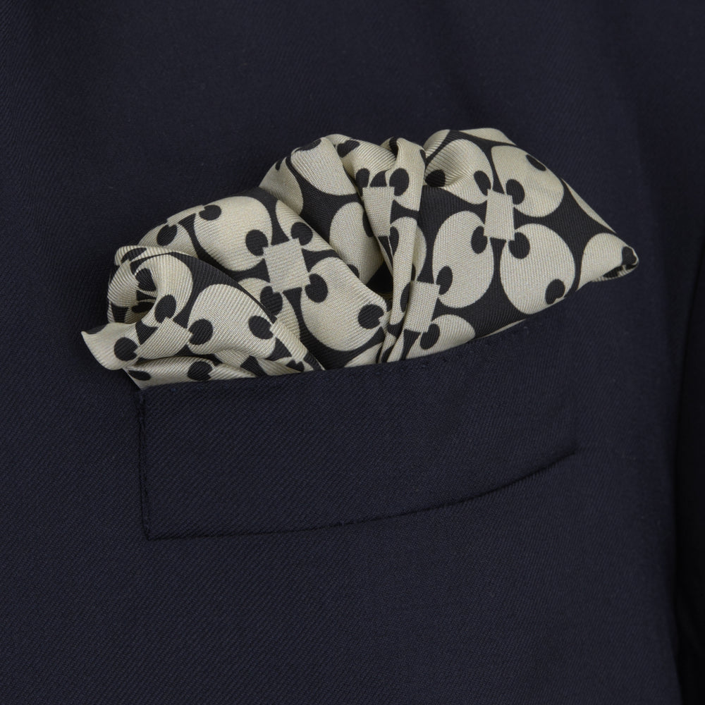 Black and White Vanguard Spot Silk Pocket Square