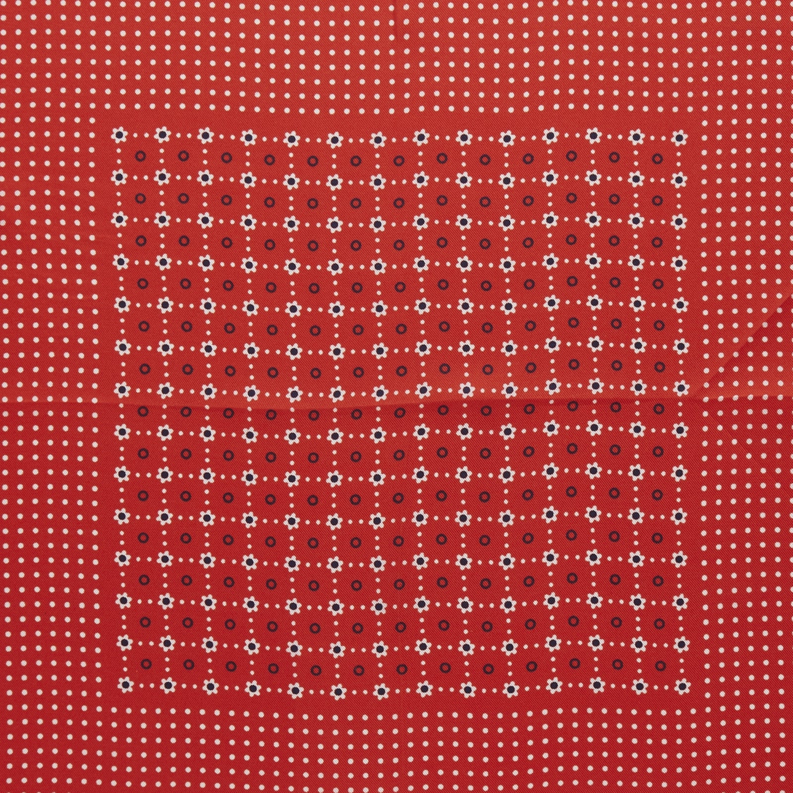 Red Dotted Floral Silk Pocket Square