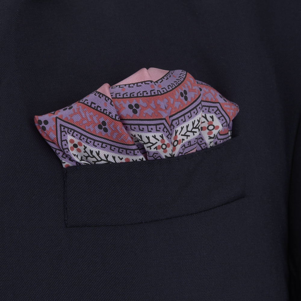 Pink Tiled Medallion Silk Pocket Square