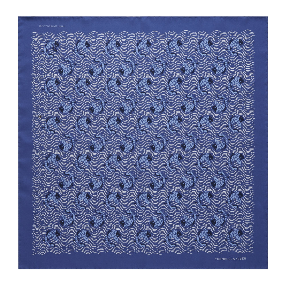 Blue Carp Silk Pocket Square
