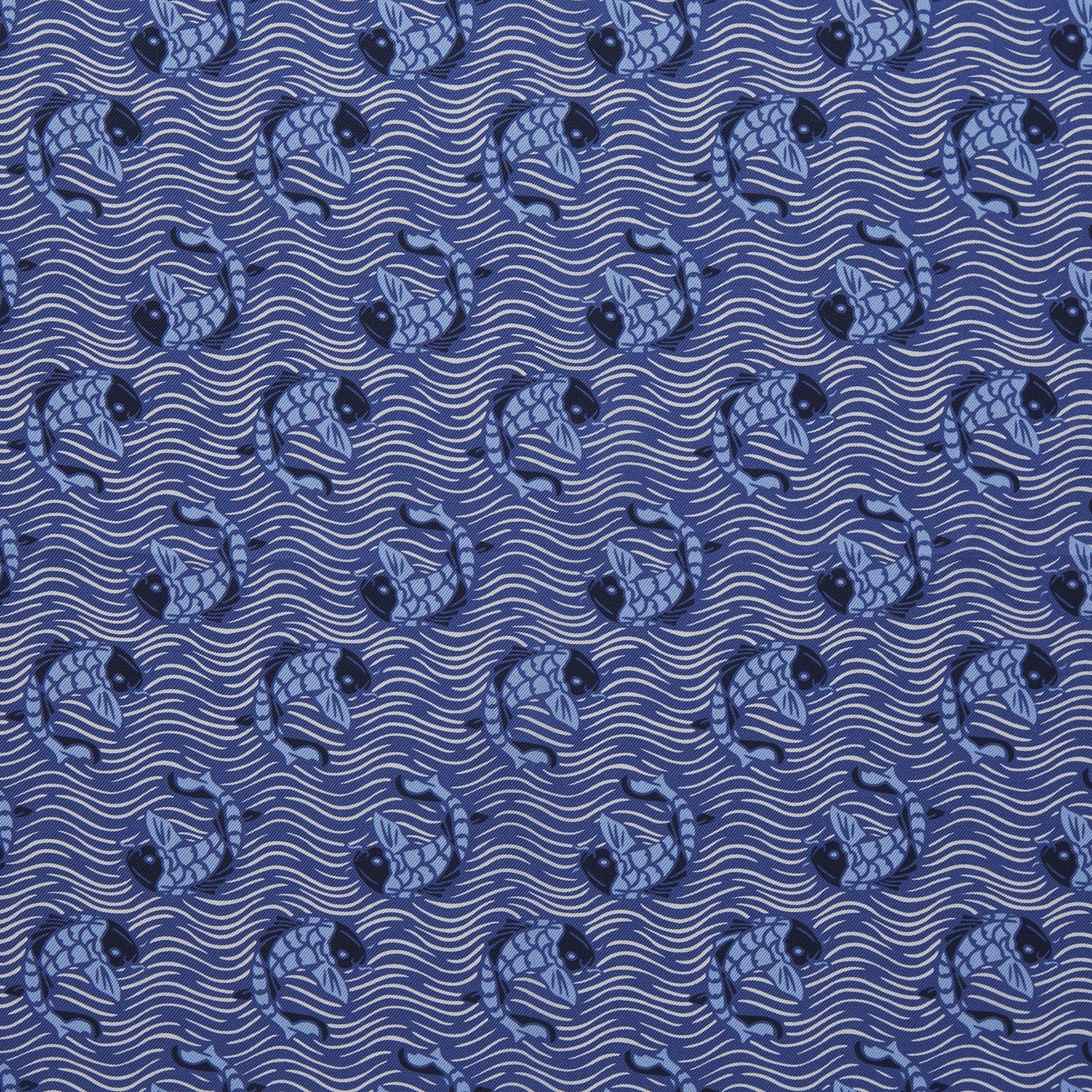 Blue Carp Silk Pocket Square