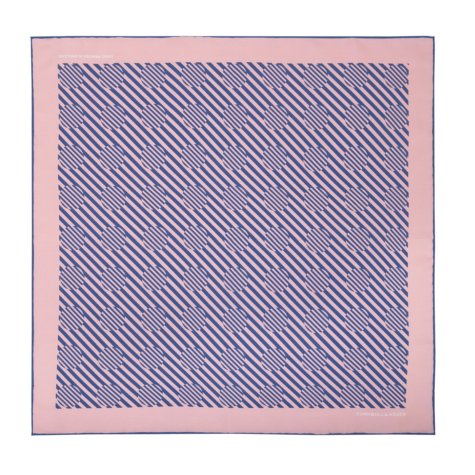 Pastel Pink and Navy Optic Spot Silk Pocket Square