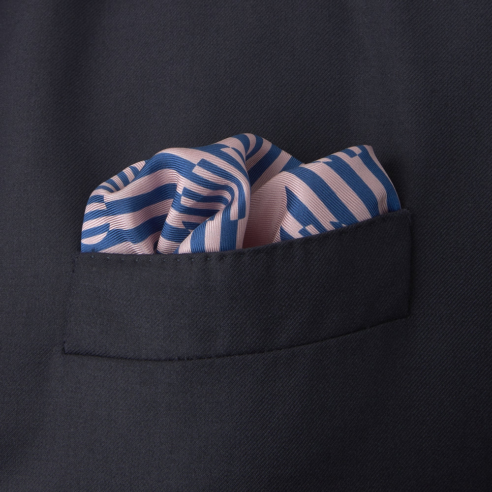 Pastel Pink and Navy Optic Spot Silk Pocket Square