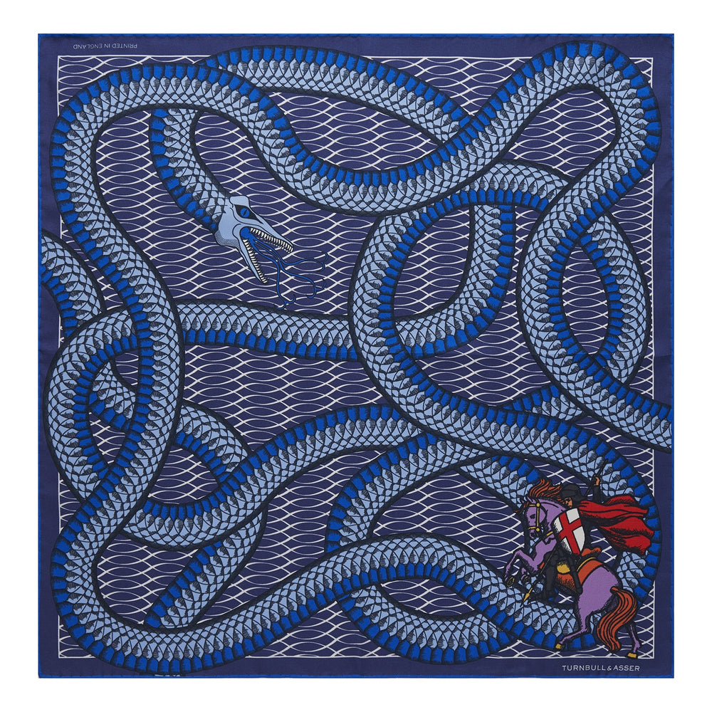 Navy and Blue St. George Silk Pocket Square
