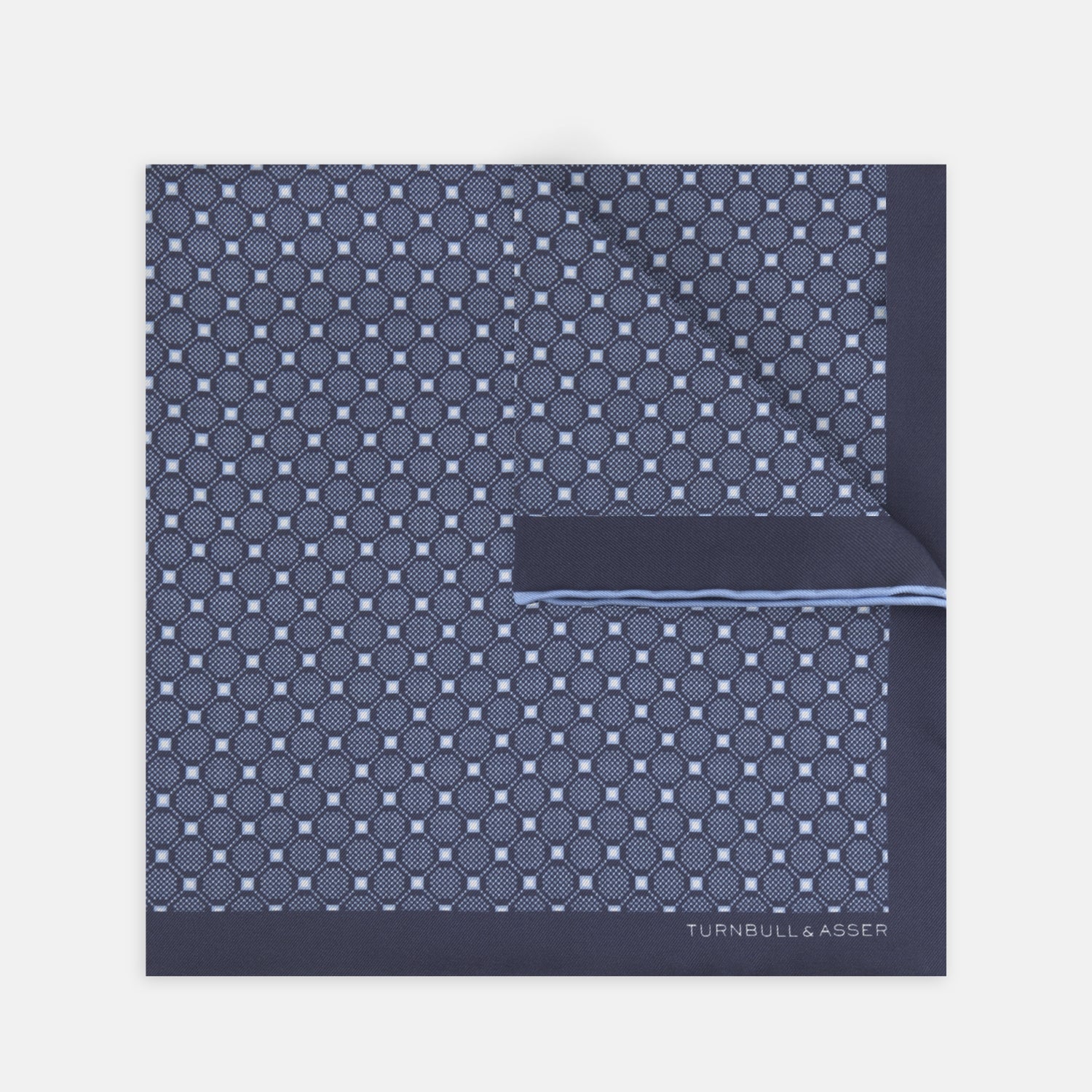 Navy and Sky Blue Checkerboard Silk Pocket Square