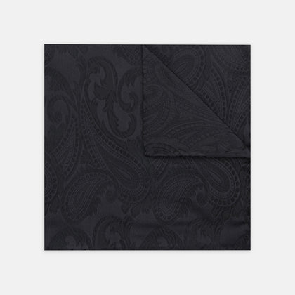 Black House Paisley Hand-Rolled Silk Pocket Square