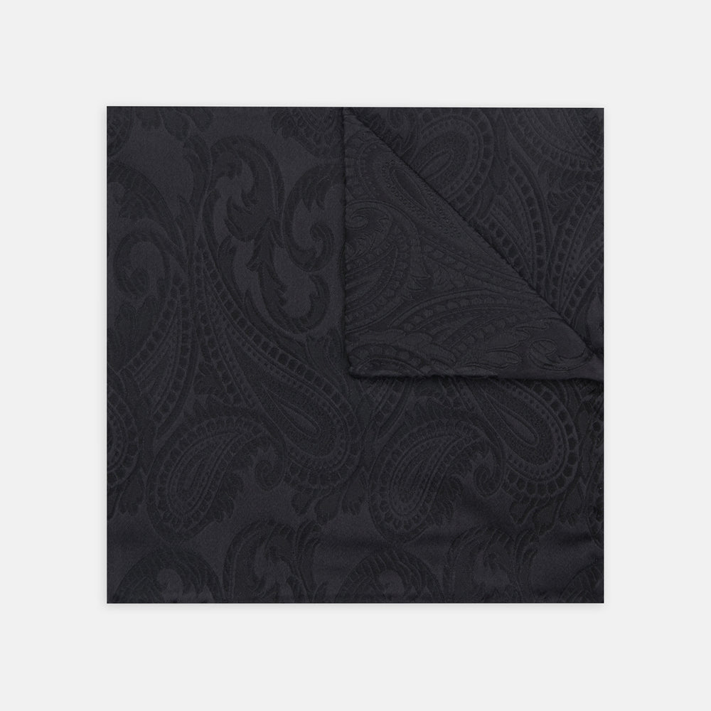 Black House Paisley Hand-Rolled Silk Pocket Square