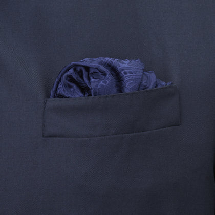 Navy House Paisley Hand-Rolled Silk Pocket Square Image 3