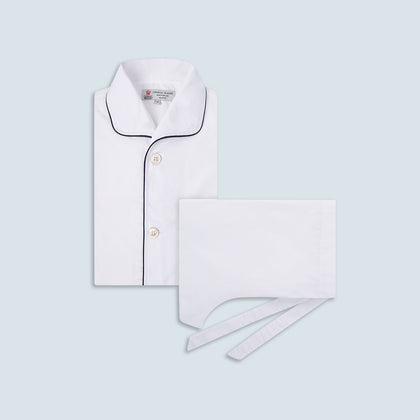 White Piped Cotton Pyjama Set