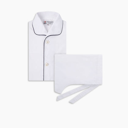 White Piped Cotton Pyjama Set Image 4