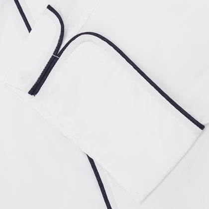 White Piped Cotton Pyjama Set Image 3