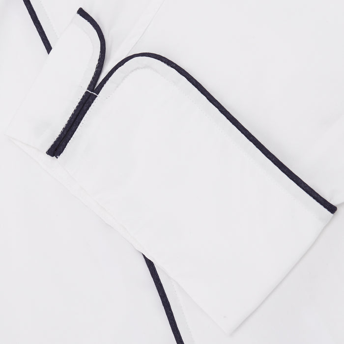 White Piped Cotton Pyjama Set Image 3