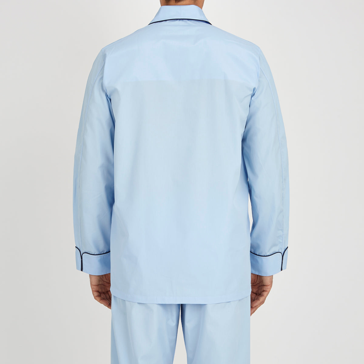 Light Blue Piped Cotton Pyjama Set