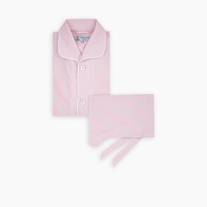 Pink Bengal Stripe Piped Cotton Pyjama Set Image 2