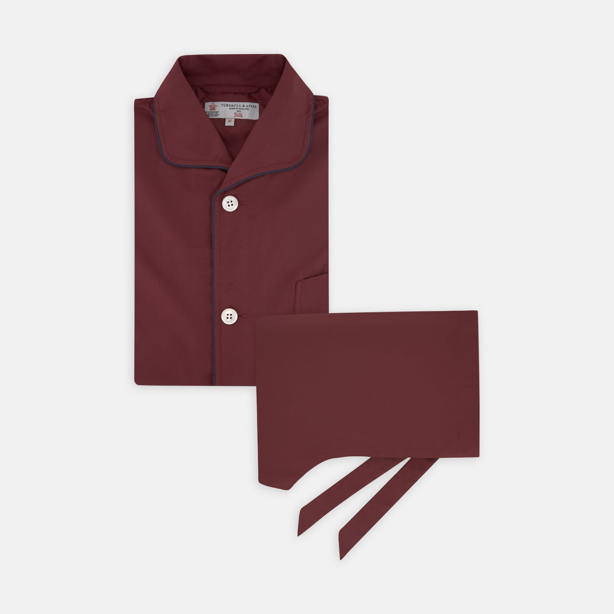 Turnbull & Asser Wine Piped Silk Pyjama Set