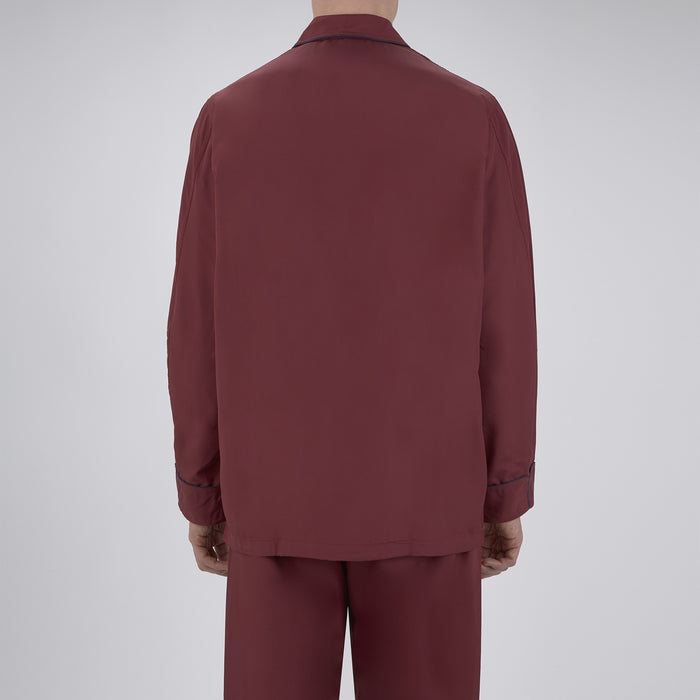Wine Piped Silk Pyjama Set Image 2
