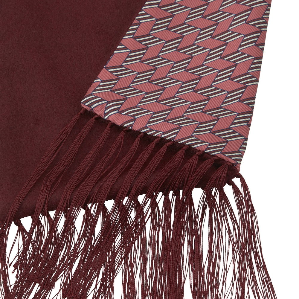 Soft Red Zig-Zag Silk and Cashmere Scarf