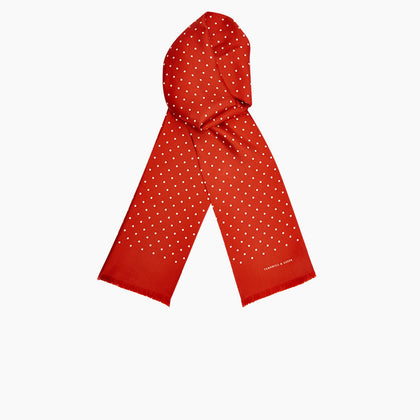 Red and White Spotted Silk Scarf Image 2