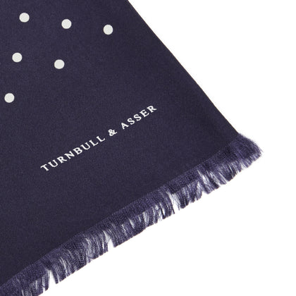 Navy and White Spotted Silk Scarf