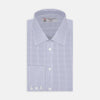 Blue Grid Check Shirt with T&A Collar and 3-Button Cuffs