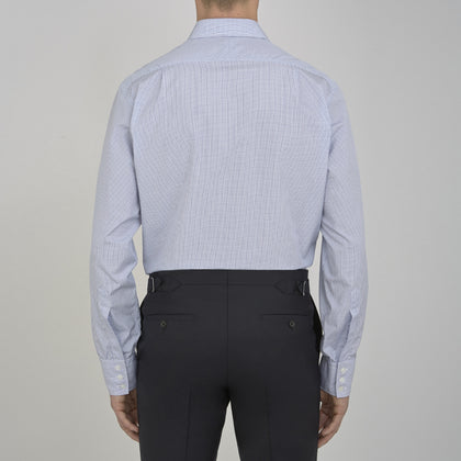 Blue Grid Check Shirt with T&A Collar and 3-Button Cuffs Image 2