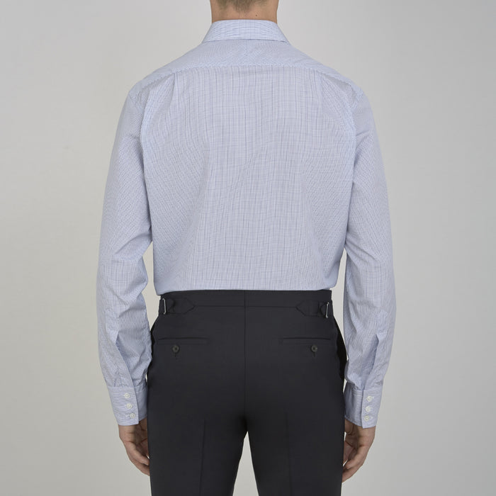 Blue Grid Check Shirt with T&amp;A Collar and 3-Button Cuffs Image 2