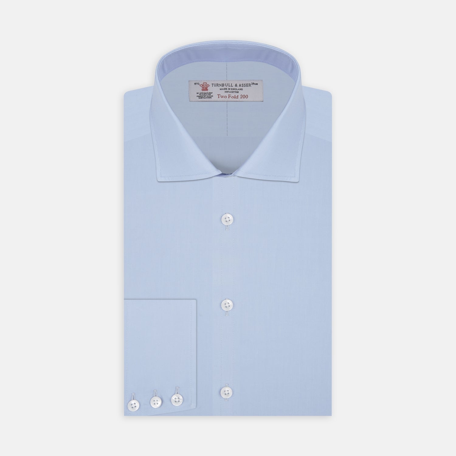 Two-Fold 200 Blue Cotton Shirt with Regent Collar and 3-Button Cuffs