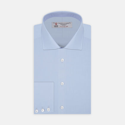 Two-Fold 200 Blue Cotton Shirt with Regent Collar and 3-Button Cuffs