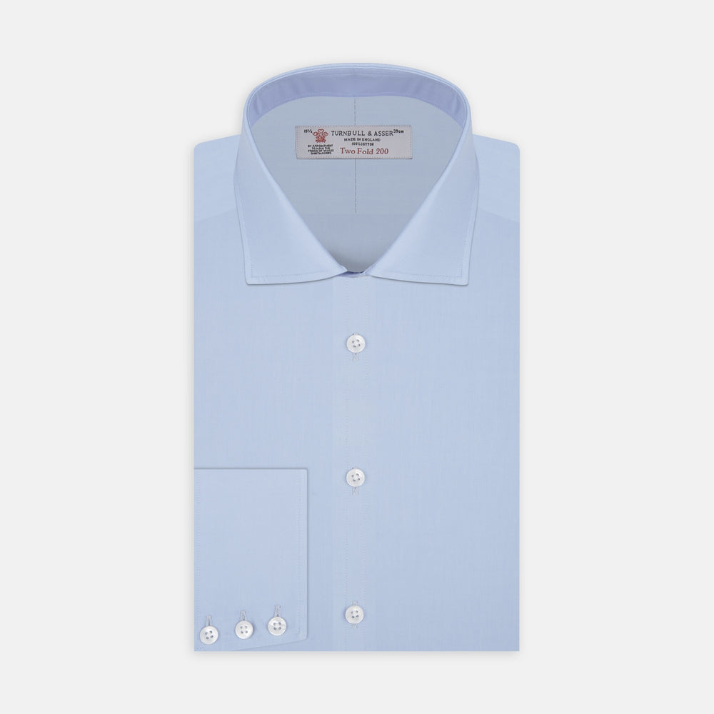 Two-Fold 200 Blue Cotton Shirt with Regent Collar and 3-Button Cuffs