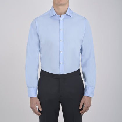 Two-Fold 200 Blue Cotton Shirt with Regent Collar and 3-Button Cuffs