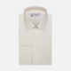 Cream Herringbone Superfine Cotton Shirt with T&A Collar and Double Cuffs