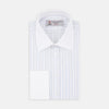 Blue Stripe Shirt with White T&A Collar and Double Cuffs