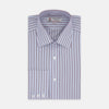 View 1 of product A neatly folded Turnbull & Asser Red and Blue Fine Multi Stripe Sea Island Quality Cotton Shirt with Classic T&A Collar and Button Cuffs is displayed on a plain white background—ideal for everyday wear.