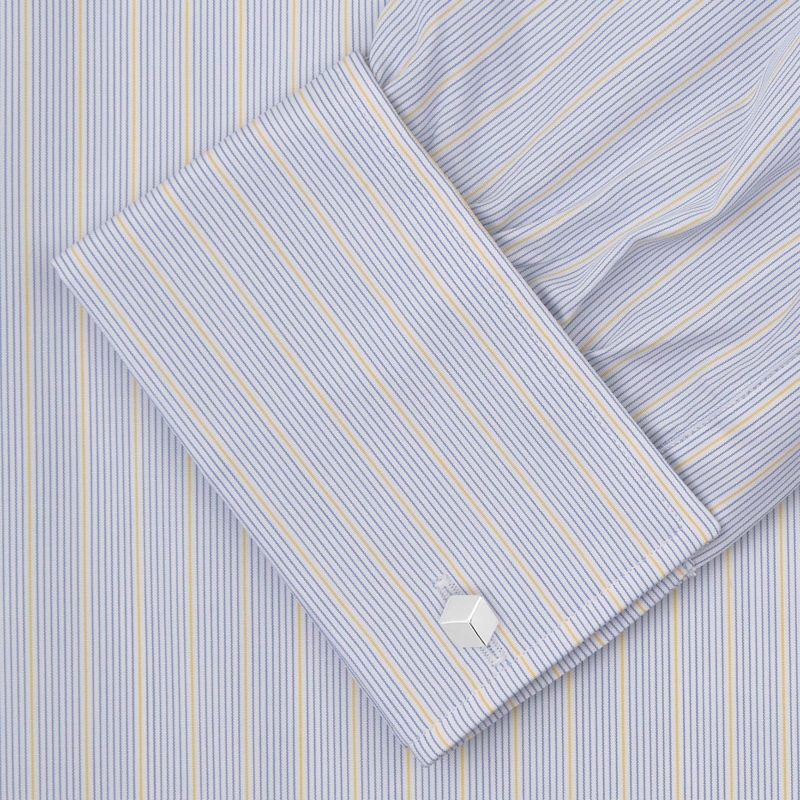 Blue and Yellow Grouped Stripe Shirt with T&A Collar and Double Cuffs
