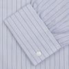 View 2 of product The Turnbull & Asser Blue Grouped Stripe Shirt features a T&A collar, double cuffs, and is displayed on a white background.