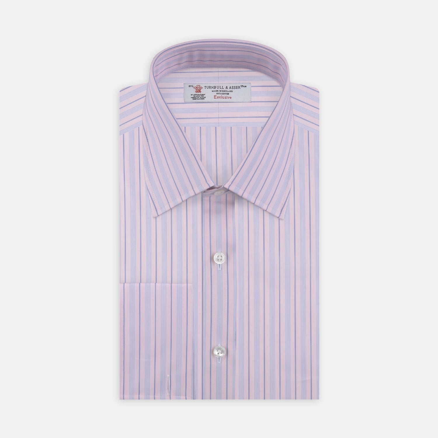 Pink and Blue Mixed Stripe Shirt with T&A Collar and Double Cuffs